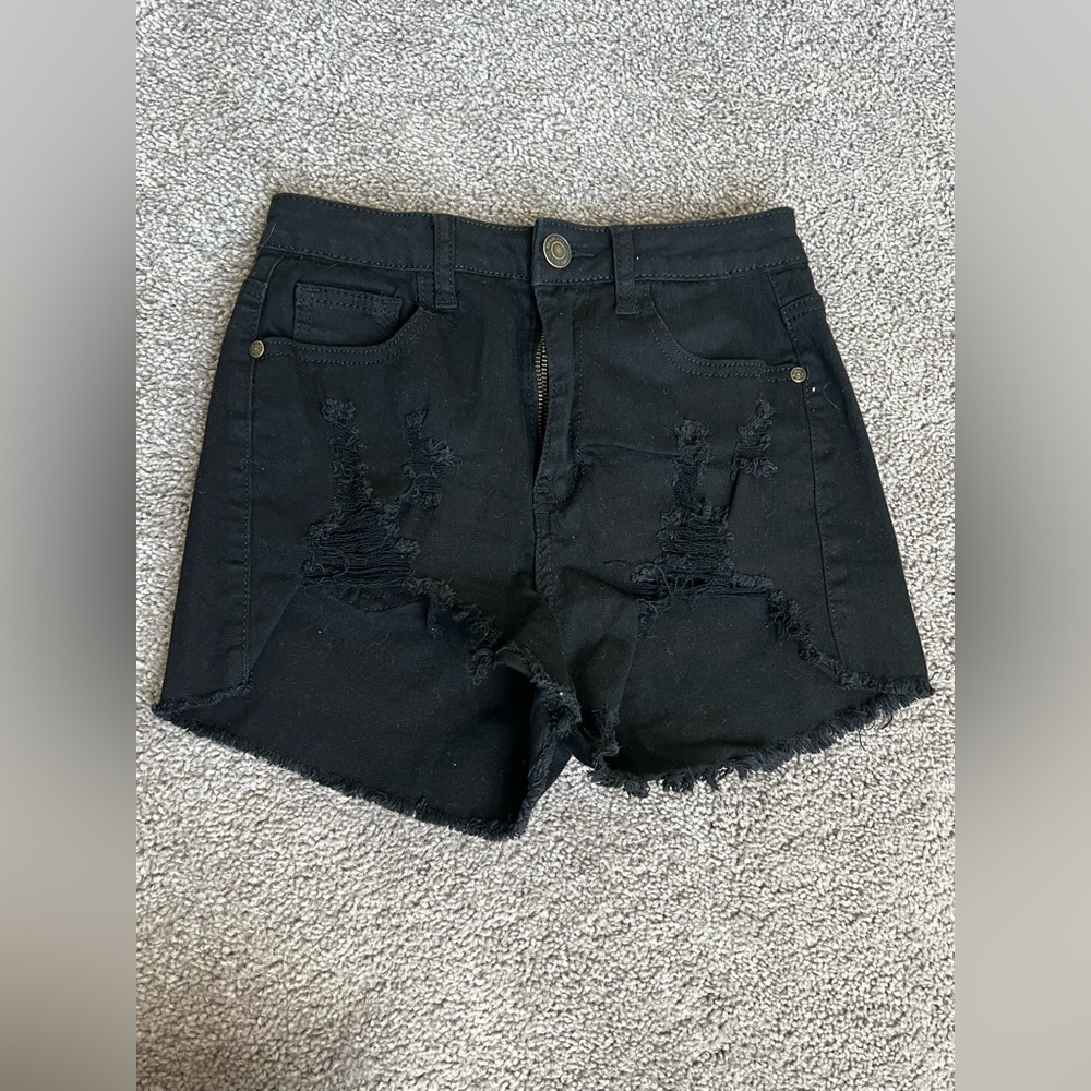 Charlotte Russe Black Distressed Shorts Size 28